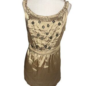Y2K Gold Embellished Tank Satin-Like Plus Size 22/24 Seven7